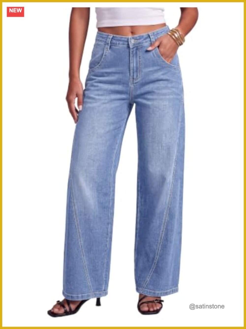 High Waisted Wide Leg Stretch Denim Jeans Women Casual